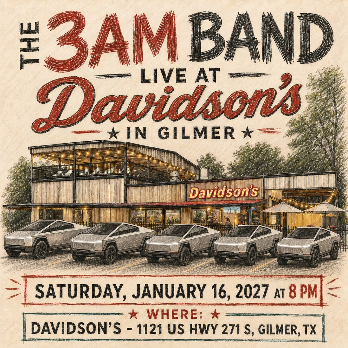The 3am Band Live at Davidson's in Gilmer