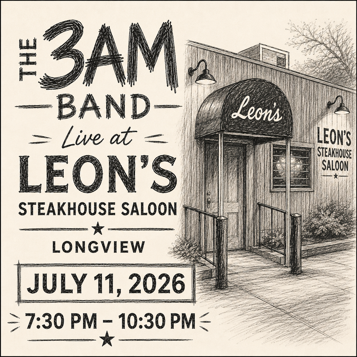The 3am Band Live at Leon's Steakhouse Saloon in Longview